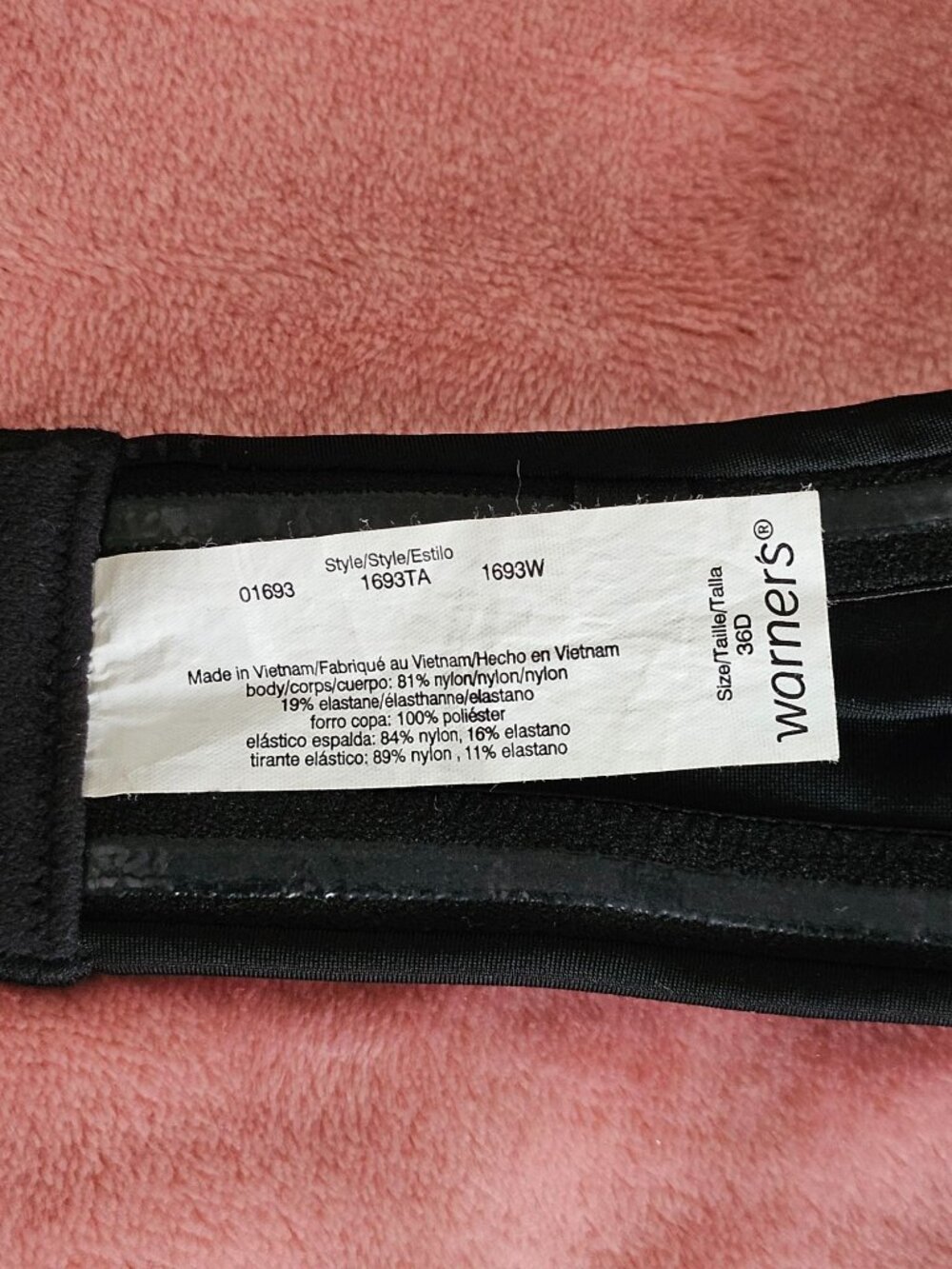 Strapless Black Womens Bra With Smooth Molded Cups Size 36D By Warners. - Picture 5 of 7